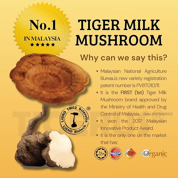 TIGERUS® Holla Tiger Milk Mushroom with Passion Fruit and Inulin - Immune Support, Digestive Health, Antioxidant Boost, Natural Wellness Supplement - 30 Sachets
