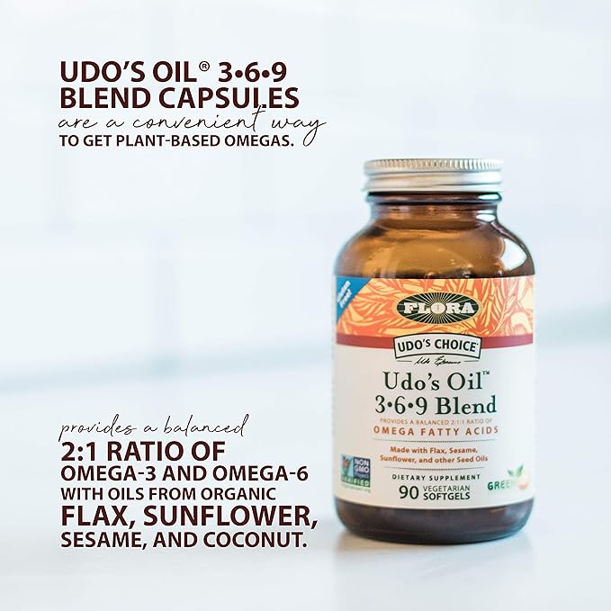 Flora - Udo's Choice, Omega 369 Oil Blend, Vegetarian Capsules, 180 Count,61582