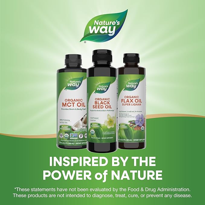 Nature's Way Organic Black Seed Oil, Supports Antioxidants Pathways*, Cold-Pressed, Vegan, Gluten Free, 8 fl oz (Packaging May Vary)