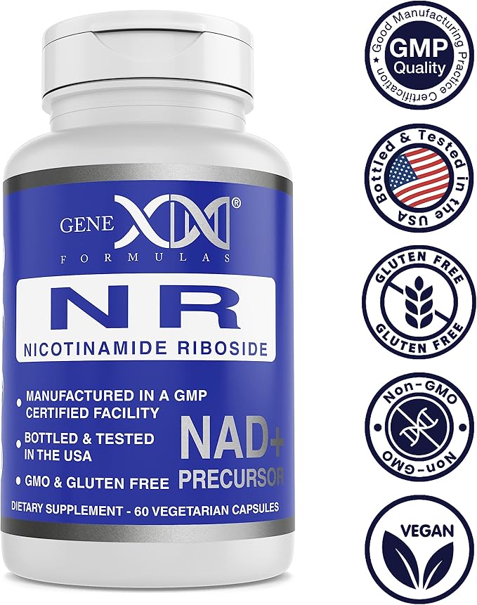 Genex Formulas NR Nicotinamide Riboside 300mg/Serving (60 Capsules) NAD+ Precursor for Healthy Aging - GMP-Certified, Non-GMO, Gluten-Free, Vegetarian (1 Pack)