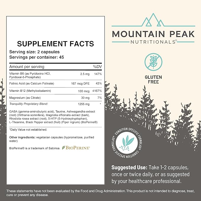Mountain Peak Nutritionals Ultimate Relaxation Bundle - Tranquility & Sleep Easy - Promoting A Calm & Relaxed Mood for Better Rest - Sleep Support Supplements w/Vitamins B6 & B12