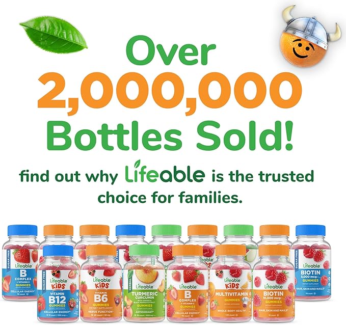 Lifeable Vitamin B12 for Kids | 1000 mcg | Great Tasting Vitamin B12 Gummies | Gluten Free, Vegan B12 Vitamins | B12 Vitamins for Energy, Mood and Nervous System Support | 90 Gummies