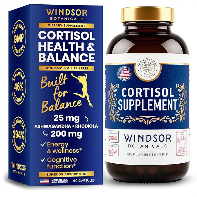 WINDSOR BOTANICALS Cortisol Blocker and Liquid Melatonin 3mg General Wellness Bundle