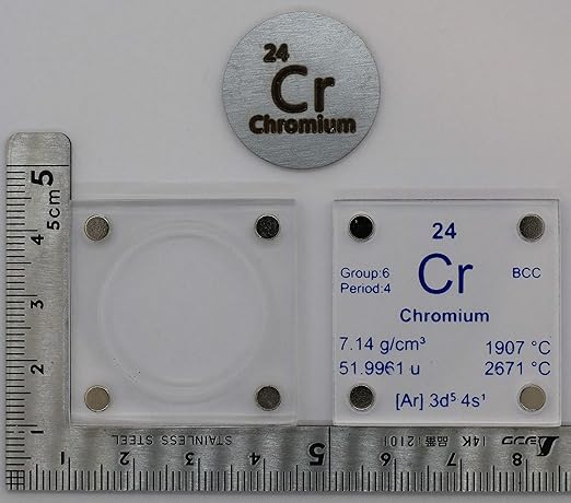 Chromium (Cr) 24.26mm Metal Disc with Acrylic Case for Collection or Experiments