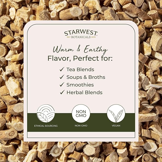 Starwest Botanicals Organic Astragalus Root - Dried Herb for Tea, Natural Immune Support, Cut & Sifted, Promotes Wellness, Certified Kosher, Non-GMO- Bulk 1 lb Bag