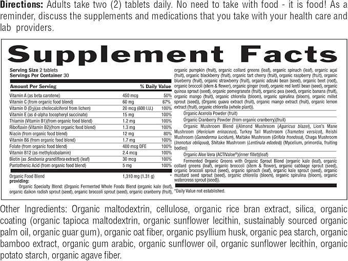 Country Life Realfood Organics for Women with Over 1,300mg Organic Fermented Whole Foods - Certified Gluten Free, Certified Vegan, Certified USDA Organic - 60 Tablets