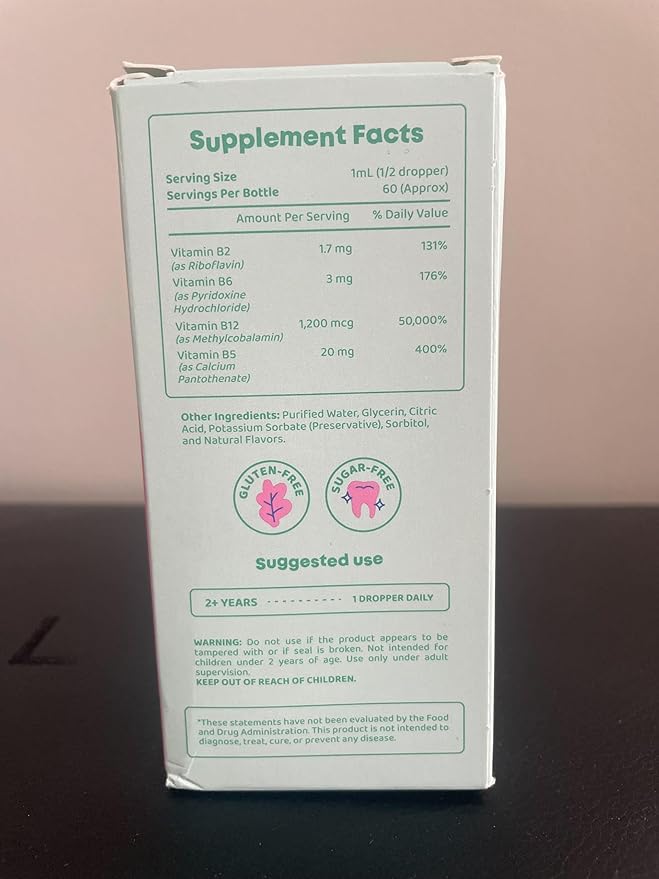JoySpring Burst B12 Drops - Vitamin B Complex for Kids (2 fl oz) B2, B6, B5 + Methylcobalamin B12 Children Supplement to Support Healthy Growth & Development, Vegan B12, Ages 2-16+ | 60 Servings