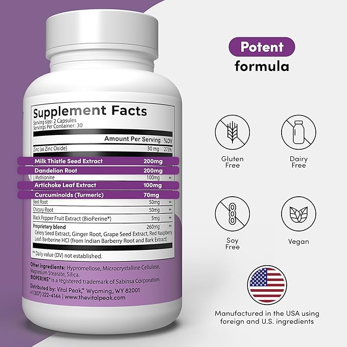 Liver Cleanse Detox & Repair - Liver Health Support Supplement - with Milk Thistle, Berberine, Beet Root Powder, Turmeric, Ginger, Dandelion Root, Artichoke, Grape Seed Extract & More - 240 Capsules