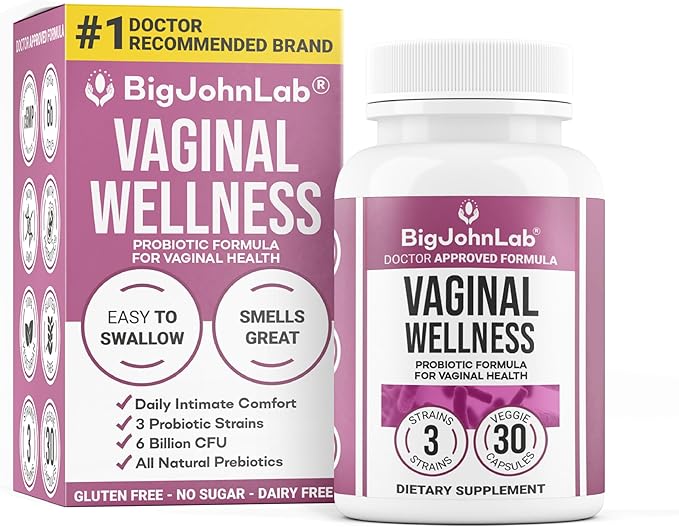 BIGJOHNLAB® - Women’s Vaginal Probiotics – PH Balance, Odor Control, Yeast, Microbiome & Feminine Health – 6B CFU, Licorice Root – Clinically Tested for Freshness & Balance – 30 CT