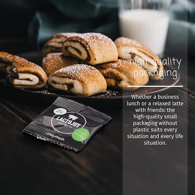 LactoJoy Lactase Pills I Powerful Lactase Enzymes for Lactose Intolerance I for Improved Digestion I No Silicon Dioxide, No Artificial Flavors I Vegan I Sample-Package of 5 Sachets à 2 Tablets