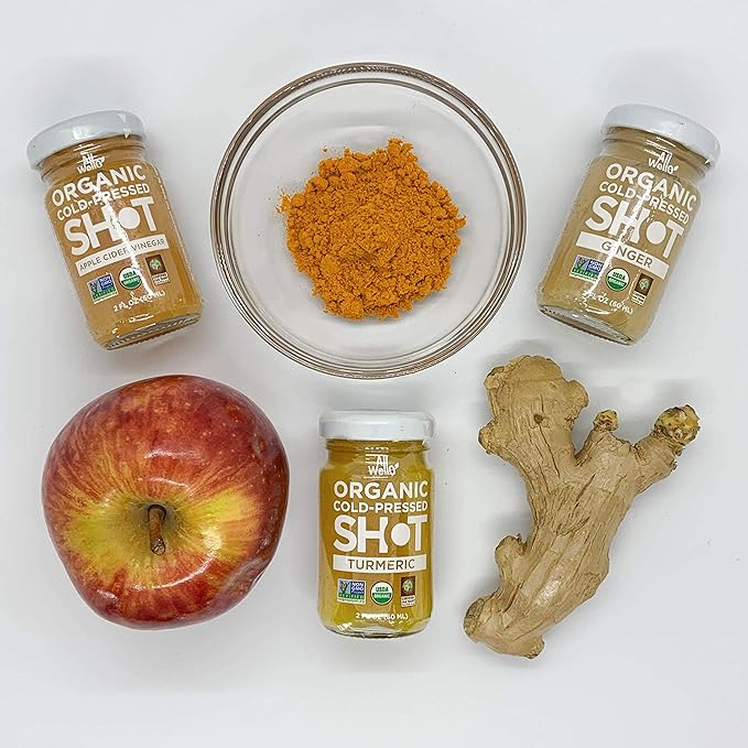 AllWellO Cold-Pressed Ginger Shot, 60 mL, USDA Organic Booster with Natural (6 Pack)