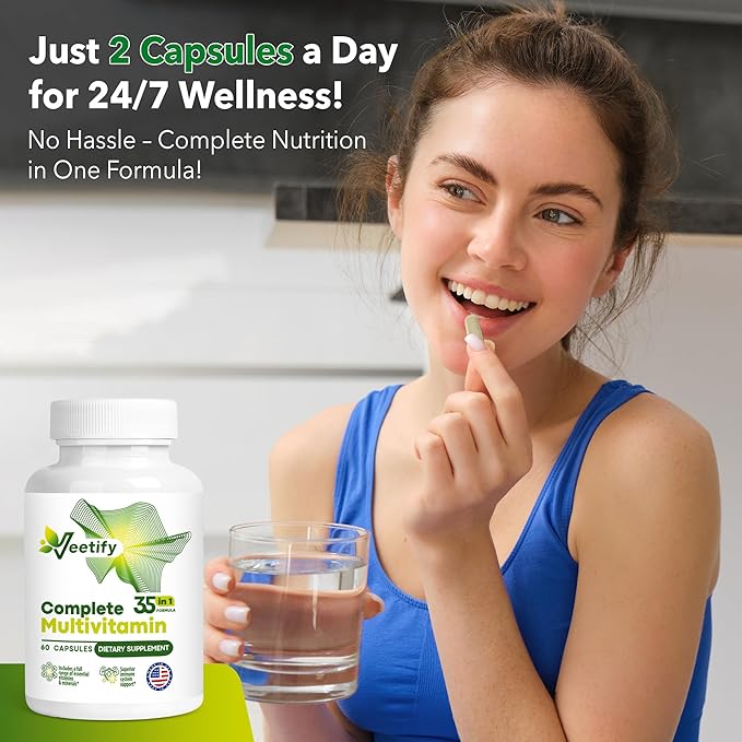 Complete Multivitamin – 35-in-1 Formula Daily Wellness Support for Women & Men - 60 Veggie Capsules