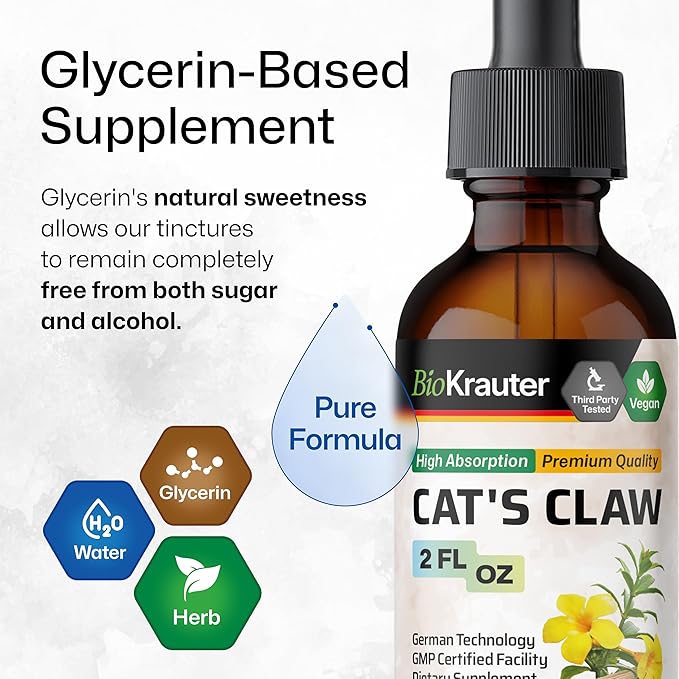 BIO KRAUTER Lemon Balm Tincture 2 Fl. Oz. & Cat's Claw Tincture 2 Fl. Oz.