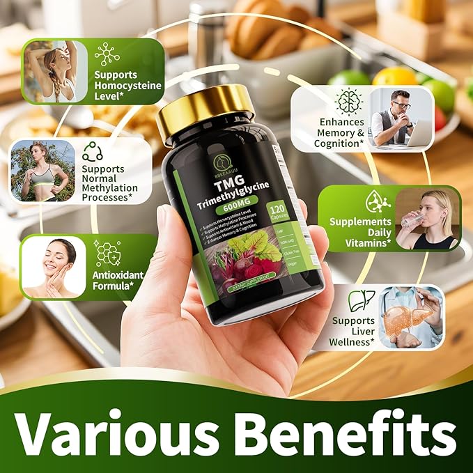(2 Pack) TMG (Trimethylglycine) Supplement Liquid Drops & TMG (Trimethylglycine) Supplement Capsules