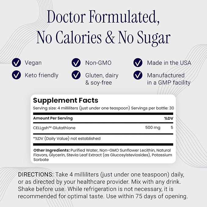 Liposomal Glutathione - Ultra High Absorption Liquid Glutathione Supplement - Supports Natural Detoxification, Immune System, Skin Health, Mental Clarity & Overall Well-Being