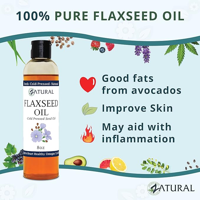 Zatural Flaxseed Oil Organically Grown 100% Pure Flax Seeds Cold Pressed Vegan Omega Fatty Acids 128oz (1 Gallon)