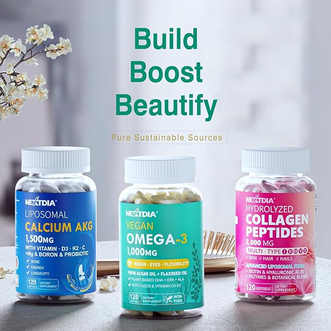 Vegan Omega 3 DHA EPA ALA Supplement with 5000IU Vitamin D3 K2 (MK7), CoQ10 for Women Men, Fish Oil Alternative, Plant Based Algae Oil Omega 3 for Bone, Brain, Eye, Skin & Immune Support, 120 Softgels