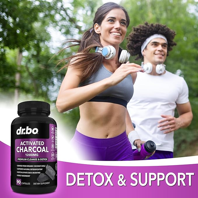 Activated Charcoal Capsules Cleanse Detox - 1200mg Organic Coconut Charcoal Pills for Stomach Gas and Bloating Relief for Men Women Kids - Active Capsules Powder Binder Activated Supplements for Gut