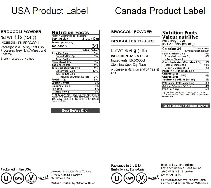 Food to Live Broccoli Powder, 1 Pound – Nutrient-Rich Green Superfood for Smoothies, Shakes and Cooking, High in Fiber, Vitamins and Antioxidants, Vegan, Kosher, Bulk