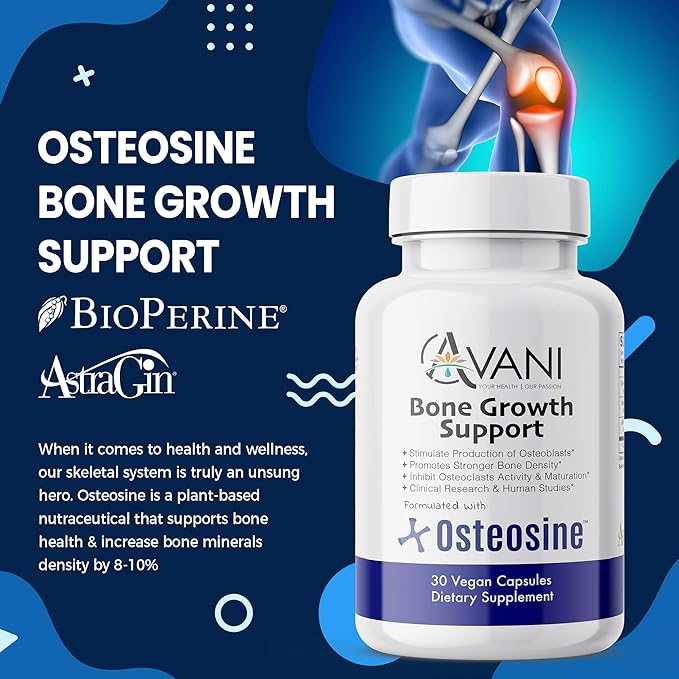 – Osteosine Bone Growth Support - Increase Bone Calcium Levels and Bone Strength - Enhanced Absorption with BioPerine and AstraGin - Gluten Free Bone Supplement - 30 Vegan Capsules