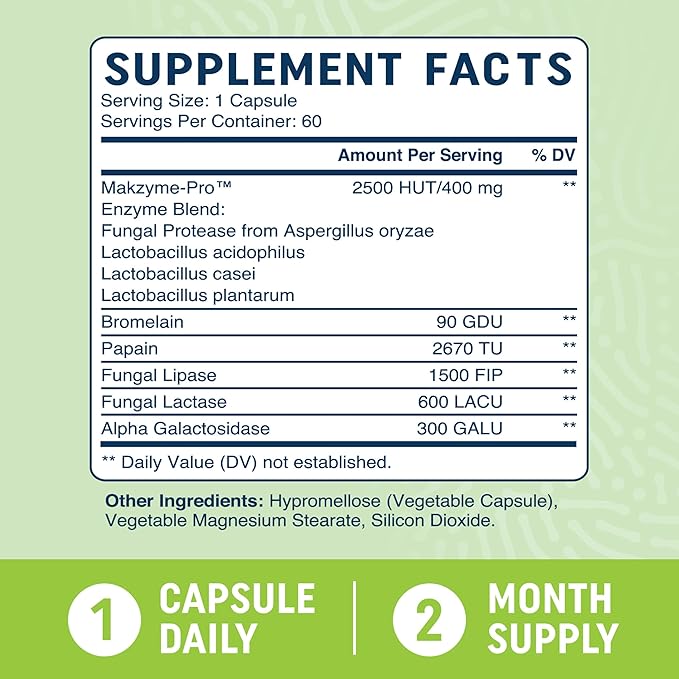 Digestive Enzymes with Probiotics | Bloating Relief & Digestive Health for Women & Men | 400MG Enzyme Blend with Probiotic Strains for Digestion & Gut Health | Vegetarian, 3rd-Party Tested (60 ct.)