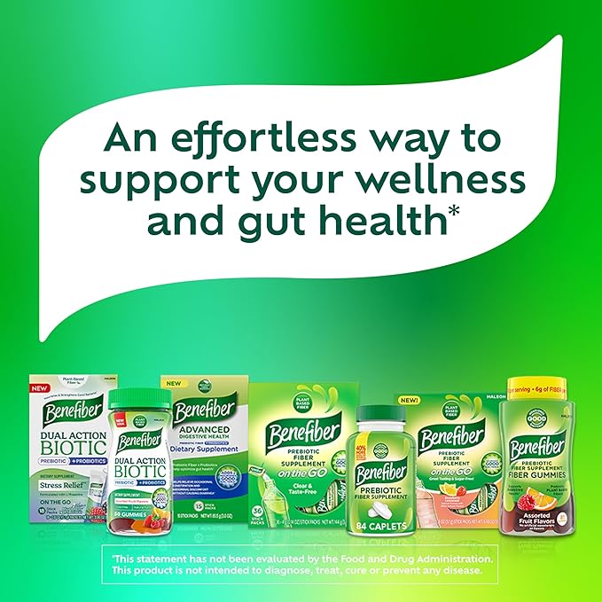 Benefiber Chewable Prebiotic Fiber Supplement Tablets for Digestive Health, Assorted Fruit Flavors - 100 Count