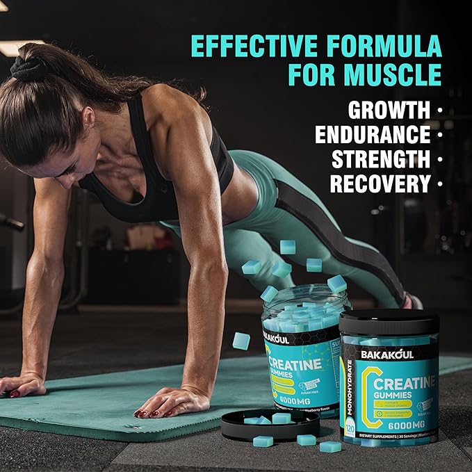 Creatine Monohydrate Gummies 5g for Men & Women - 120 Sugar Free Gummies with Magnesium Glycinate, L-Threonate, L-Taurine + Vitamin B12 for Muscle Support, Energy Boost, 2 Pack