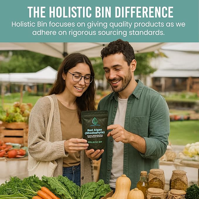 Holistic Bin Red Marine Algae Powder Gigartina and Dumontiacea Red Algae Supplements | Gluten Free, Vegan, Wild Harvested | Rich in Vegan Omega 3 (30 Grams)