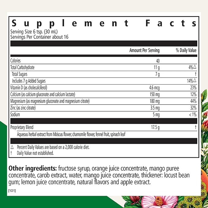 Floradix Calcium Magnesium Liquid Herbal & Mineral Supplement - Bone Support Supplement* with Calcium, Magnesium, Vitamin D & Zinc - Vegetarian, Non-GMO - 16.9 fl oz