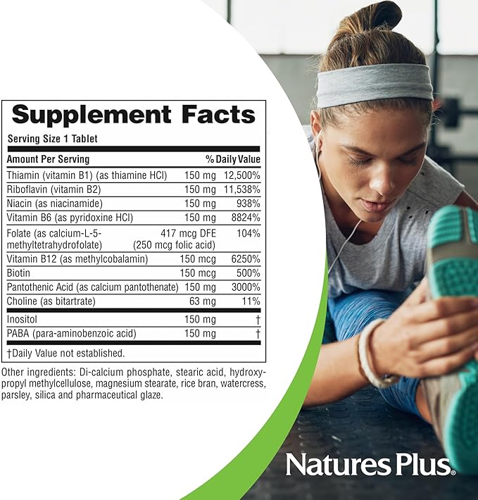 Natures Plus Mega B-150 Complex - 90 Sustained Release Vegetarian Tablets - Maximum Potency B Complex Vitamin Supplement -Gluten Free - 90 Servings