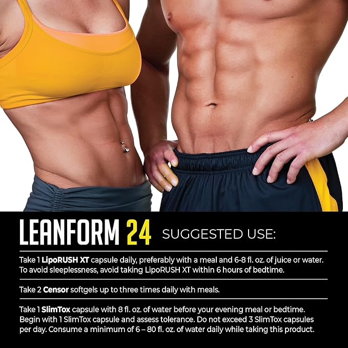 NDS Nutrition Maximum Strength Weight Loss - Decrease Appetite and Energy Booster - Glutamine, L-Carnitine, and CLA (LipoRush XT 60 Capsules, Censor 90 Softgels, and Slim-Tox 90 Capsules)