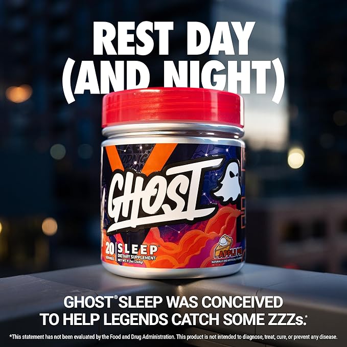 GHOST Sleep Dietary Supplement, Apple Pie - Recovery & Rest with Premium Ingredients Including Melatonin, Colostrum & Ashwagandha - Supports Sleep Quality - Gluten-Free & Sugar-Free