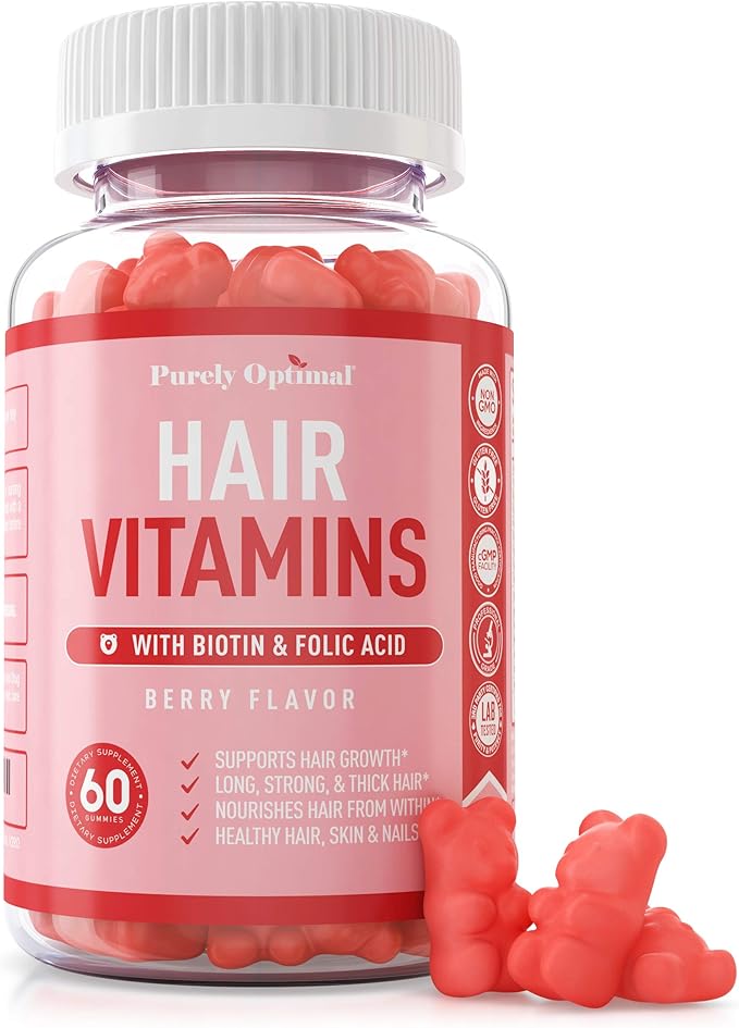 Purely Optimal Premium Multi Collagen Peptides Capsules (Types I, II, III, V, X) + Premium Hair Vitamins Supplement-Gummy Vitamins w/Biotin, Folic Acid, Vitamins A&D