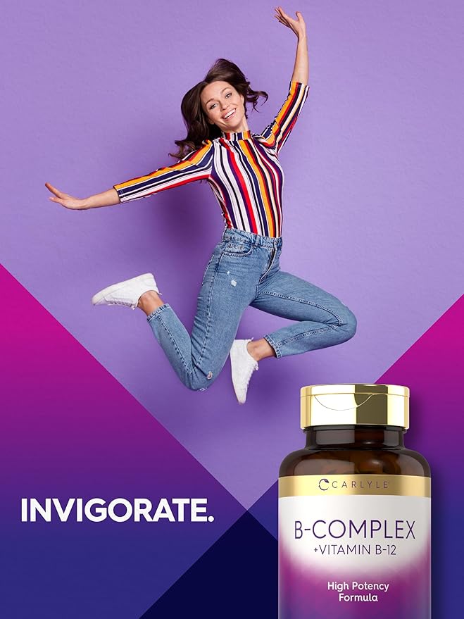 Carlyle B-Complex Vitamin with B12 | 300 Tablets | High Potency Formula | Vegetarian and Non-GMO Supplement