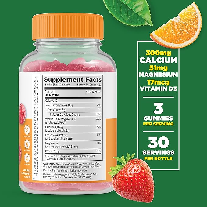Lifeable Probiotic 2 Billion CFU + Calcium Magnesium, Gummies Bundle - Great Tasting, Vitamin Supplement, Gluten Free, GMO Free, Chewable Gummy