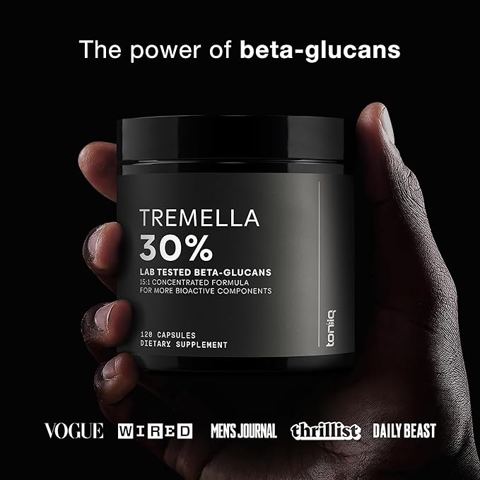 Tremella Mushroom Ultra High Potency 15:1 Extract with 30% Beta Glucans - Pure & Concentrated Formula - Third-Party Lab Tested for Purity & Quality - 120 Capsules