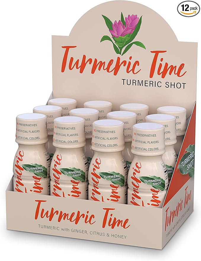 Turmeric Shots - Turmeric with Ginger, Citrus & Honey | Non-GMO | No Preservatives or Artificial Flavors/Colors/Sweeteners | B Vitamins | Liquid Turmeric (12 Pack)