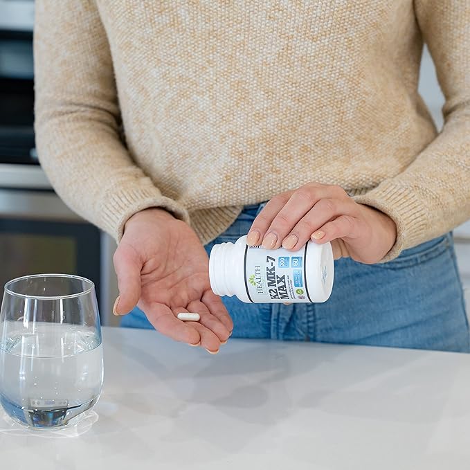 Health As It Ought To Be Vitamin K2 MK7 MAX Extra Strength 300mcg Supplemeny | Soy Free, Proven Bioavailability & Safety | 60 Capsules