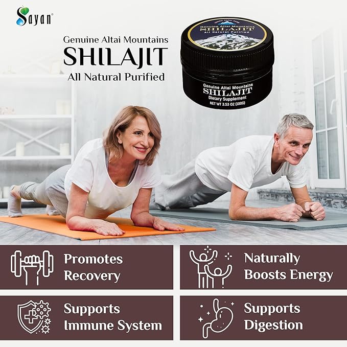 Sayan Pure Shilajit Resin 3.5oz/100g, 660 Servings - Potent Organic Fulvic Acid Supplement - Supports Immune System, Memory, Focus, and Provides Natural Energy, Detox - Vegan, Non-GMO