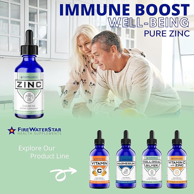 FWS Zinc Supplements - Liquid Zinc Drops for Men, Women, Kids - Organic, Non-GMO, Vegan - Supports Immune Health, Skin, and Overall Wellness - 2 oz