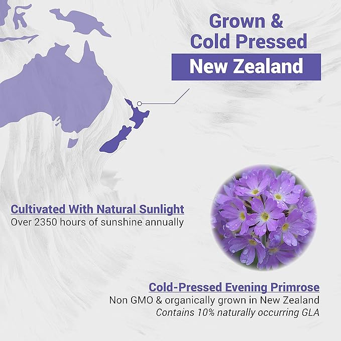 Evening Primrose Oil (1300mg) | 100% Natural from New Zealand | Non-GMO, Soy & Gluten Free, Zero Filler | 120 Softgels