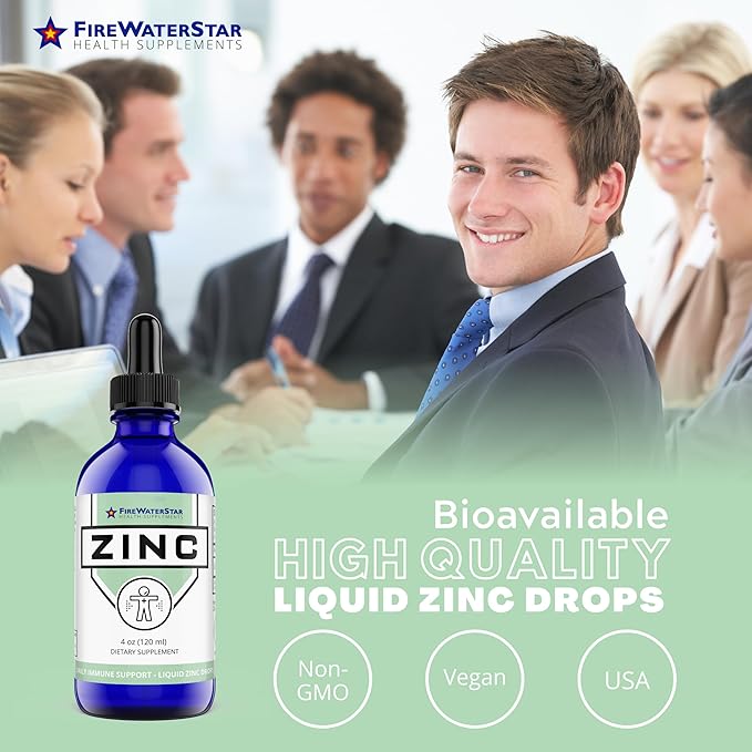 FWS Zinc Supplements - Liquid Zinc Drops for Men, Women, Kids - Organic, Non-GMO, Vegan - Supports Immune Health, Skin, and Overall Wellness - 4 oz