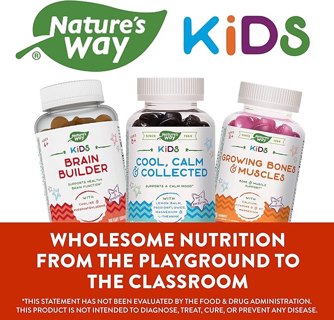 Nature's Way Kids Brain Supplement Gummies, Supports Healthy Brain Function*, Lemonade Flavored, 60 Gummies
