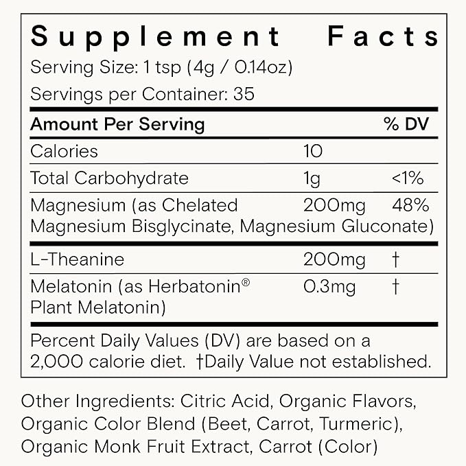 Moon Juice - Sleepy Magnesi-Om, Cherry - Jar (35 Servings) - Sleep Support Aid - Plant Based Melatonin, Magnesium & L-Theanine - 3rd Party Tested - 100% Traceable - Glass Jar - Vegan, Non GMO - 4.2oz
