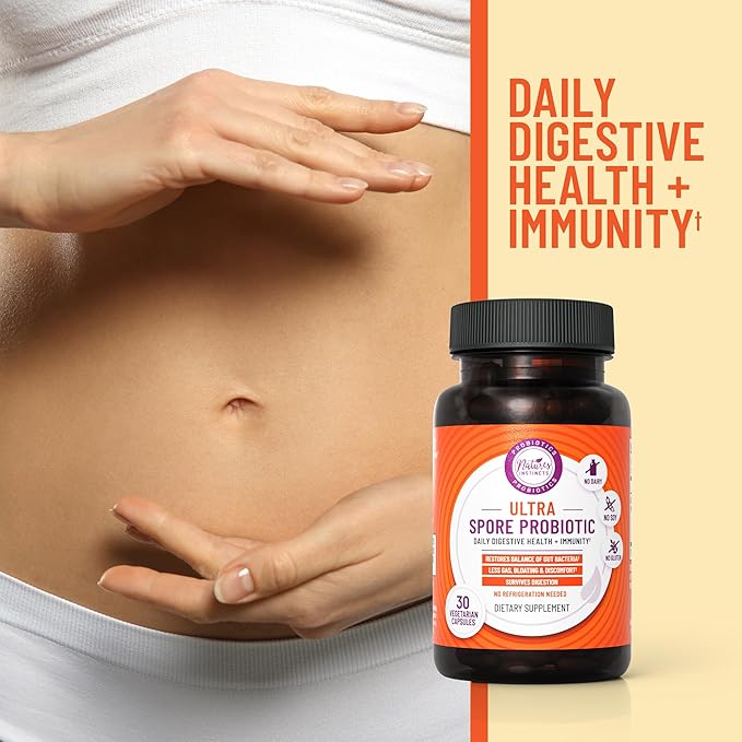 Ultra Spore Probiotic with Live Strains | Daily Soil Based Probiotic for Digestive Support & Gut Health | Soy-Free, Dairy-Free, Gluten-Free, Non-Refrigerated Probiotics, 30 Capsules