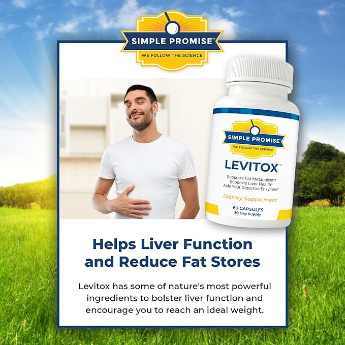 Simple Promise Levitox - Liver Detox Supplement with Milk Thistle, Dandelion Root and Artichoke Extract - Supports Liver Health, Metabolism and Digestion - 60 Capsules