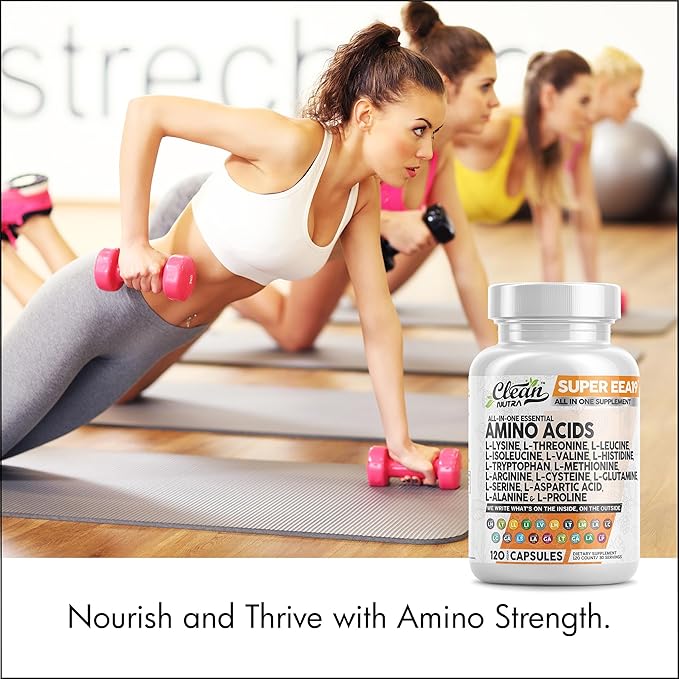 Clean Nutraceuticals Amino Acids Supplement L-Lysine, L-Threonine, L-Leucine, Isoleucine, Valine, L-Histidine, L-Tryptophan, L-Methionine, L-Arginine, L-Cysteine, L-Glutamine, L-Serine, Aspartic Acid