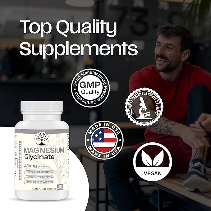Magnesium Glycinate - High Absorption Magnesium Supplement for Sleep, Relaxation - Chelated - Gluten Free - 120 Vegan Capsules