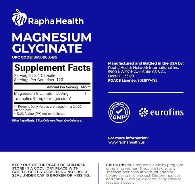 Magnesium GLYCINATE 500mg | High Absorption | 100% Chelated | Supports Bone Health & Muscle Recovery | 120 Capsules - 4 Month Supply