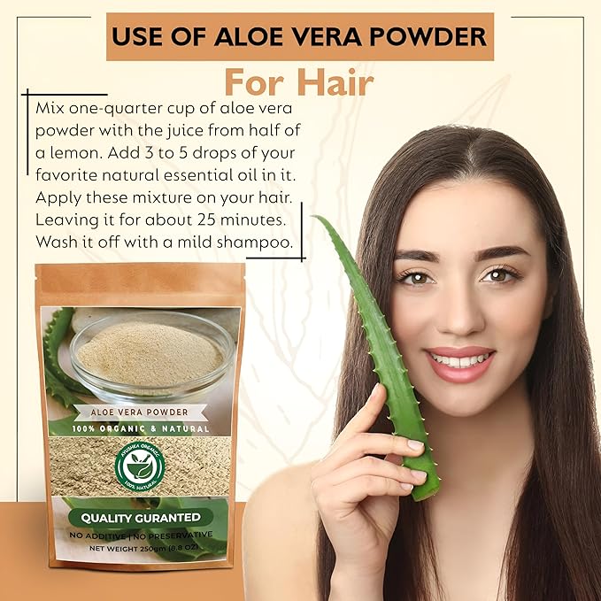 Aloe Vera Powder | Aloe barbadensis | Hair Care, Skin Care, and Natural Remedies (17.7 OZ | 500 gm)
